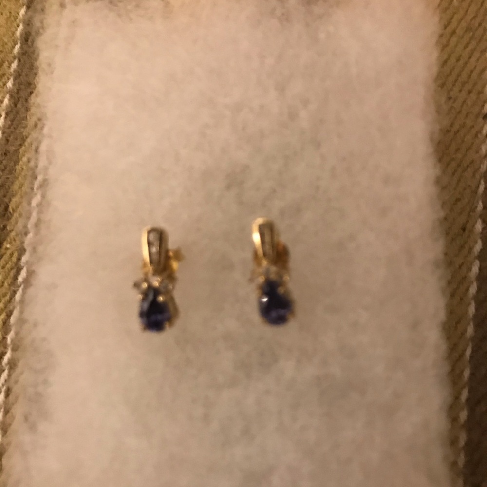 Diamond and sapphire post earrings